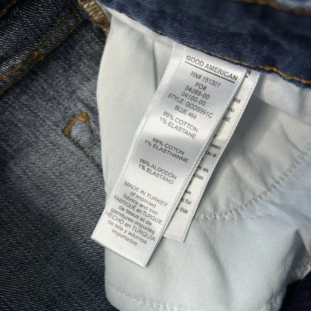 Good American Classic Jean Shorts Women's 6/28 Blue Denim Cutoff Stretch